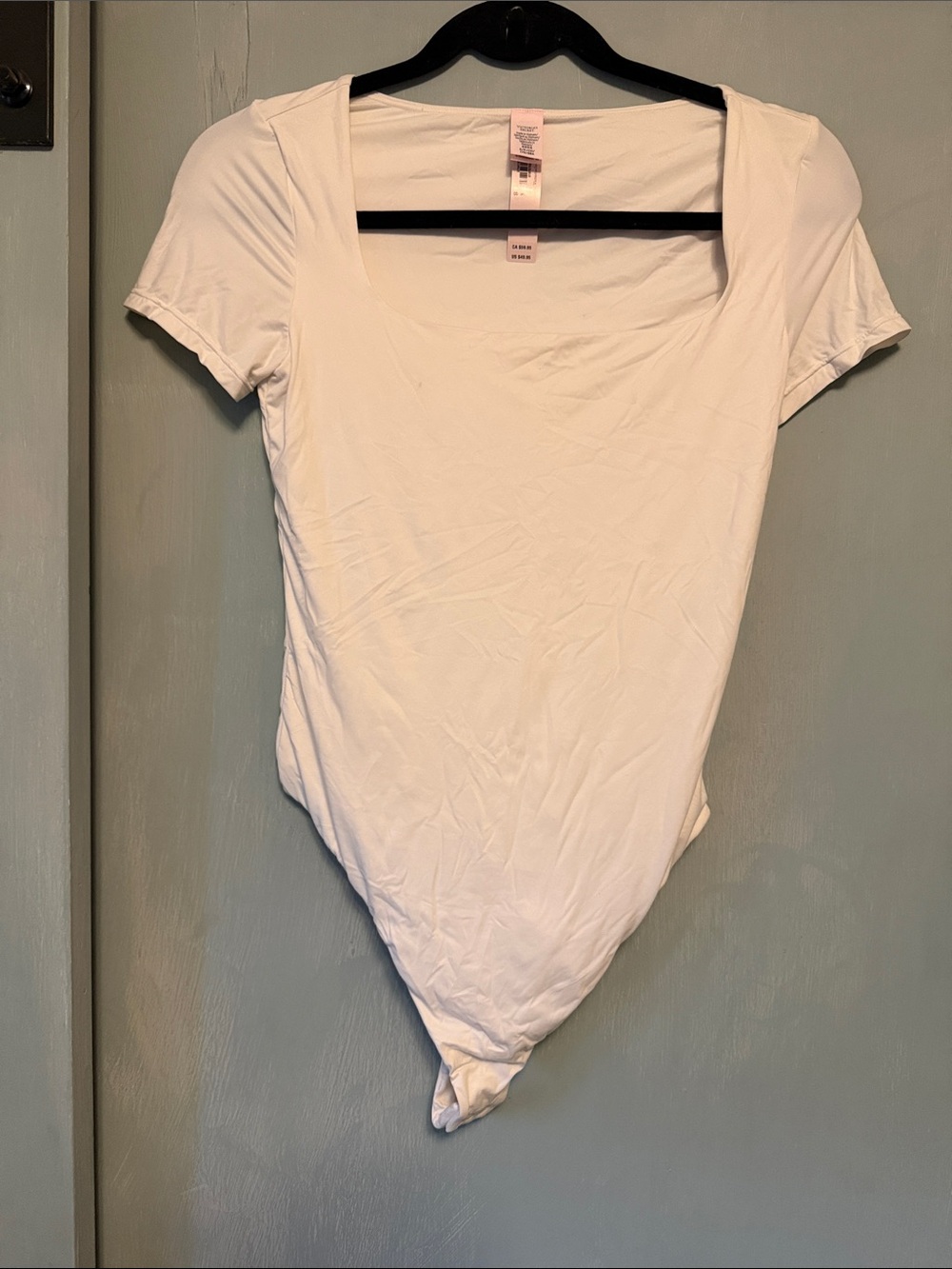 NWT - Victoria Secret Women’s Ivory/Off-White Short-Sleeve Square Neck Bodysuit.
